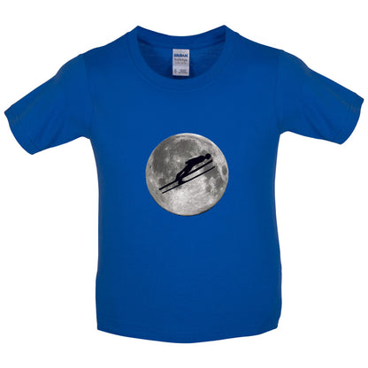 Ski Jump Moon Kids T Shirt