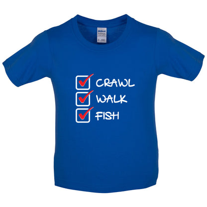 Crawl Walk Fish Kids T Shirt