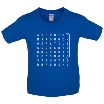 Skiing WordSearch Kids T Shirt