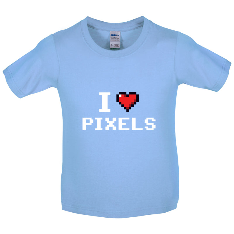 I Love Pixels Kids T Shirt