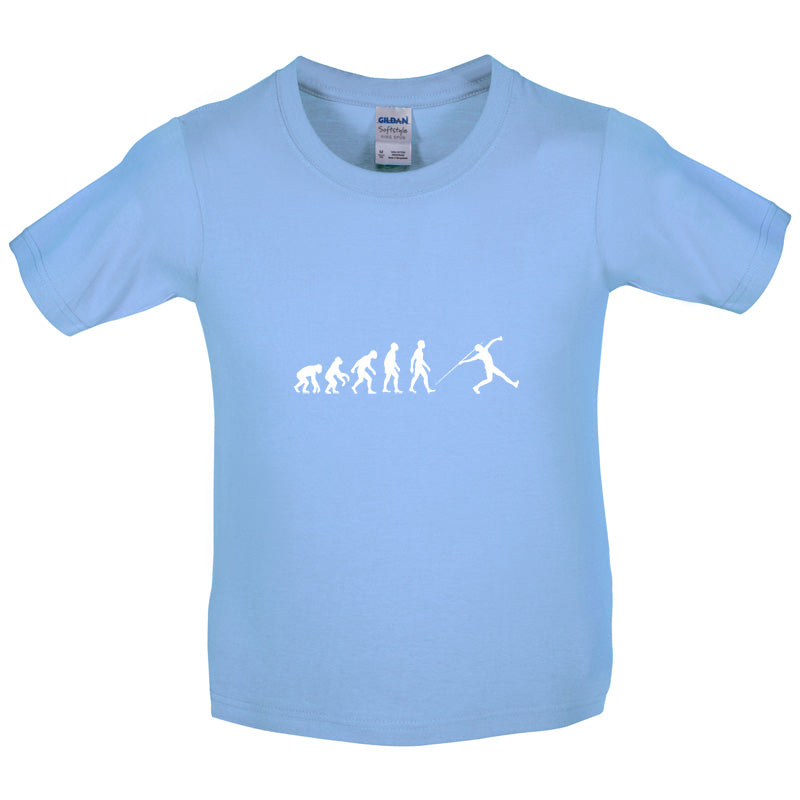 Evolution Of Man Javelin Kids T Shirt