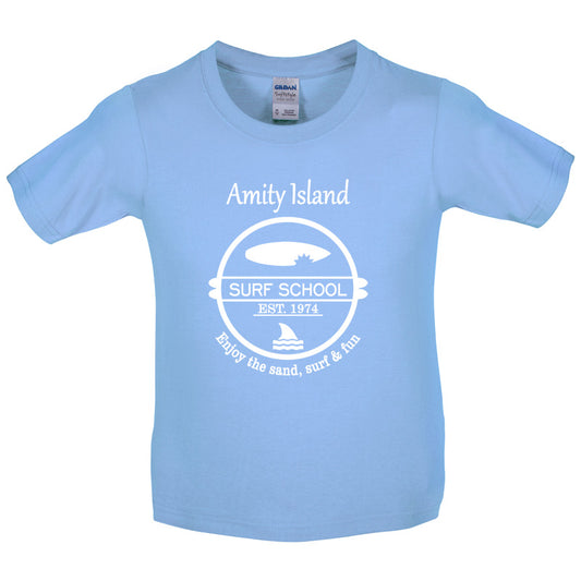 Amity Island Surf School Est.1974 Kids T Shirt