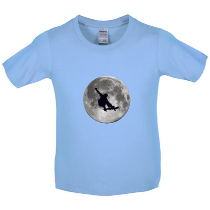 SkateBoarder Moon Kids T Shirt