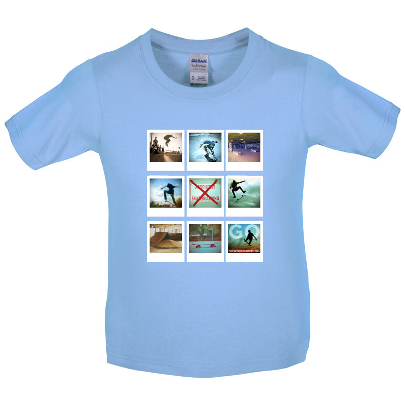 Go Skateboarding Photo Collage Kids T Shirt