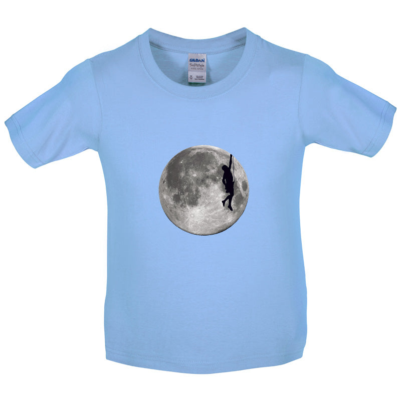 Rock Climbing Moon Kids T Shirt