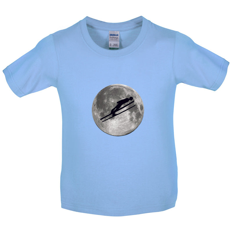 Ski Jump Moon Kids T Shirt