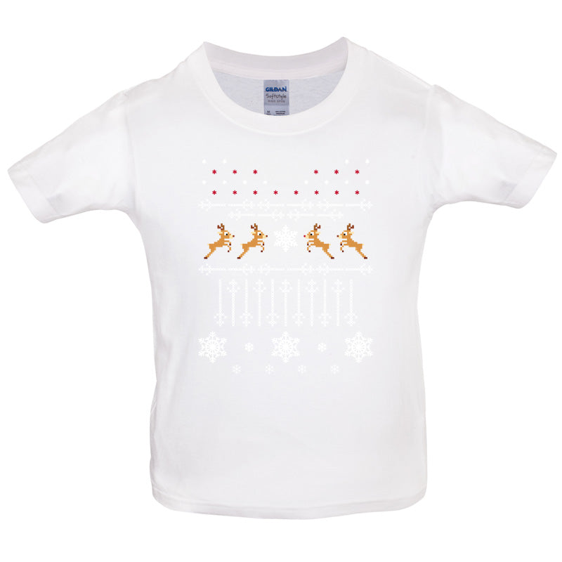 Christmas Reindeer Design Kids T Shirt