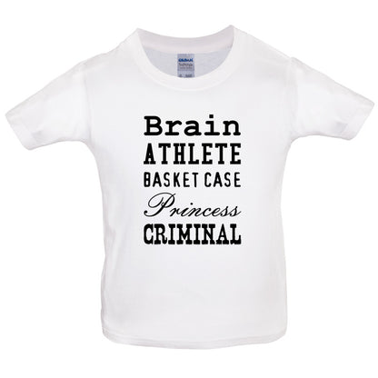 Brain Athlete Basket Case Princess Criminal Kids T Shirt