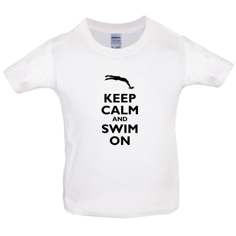 Keep Calm and Swim On Kids T Shirt