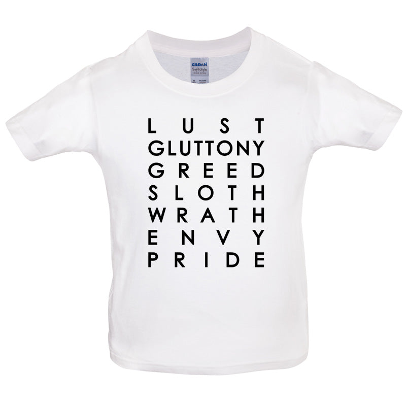 7 Deadly Sins Kids T Shirt