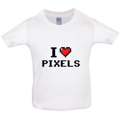 I Love Pixels Kids T Shirt