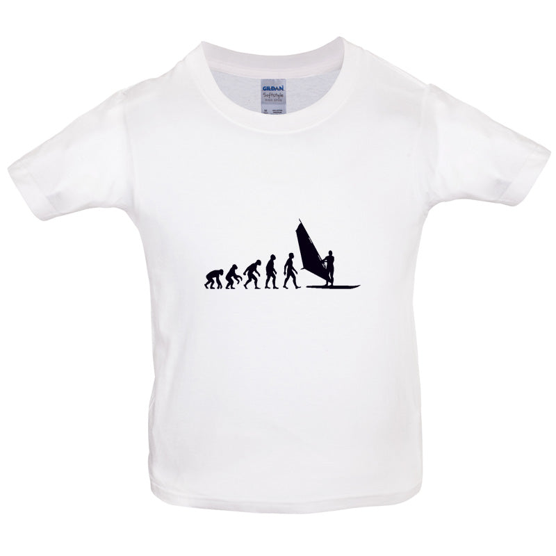 Evolution Of Man WindSurfing Kids T Shirt