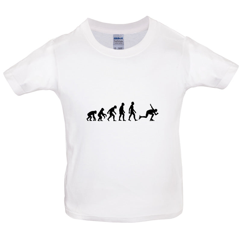 Evolution Of Man Speed Skating Kids T Shirt