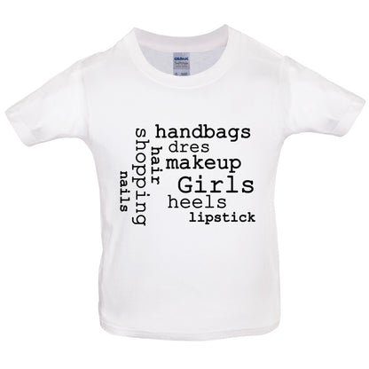 Girls Word Cloud Kids T Shirt