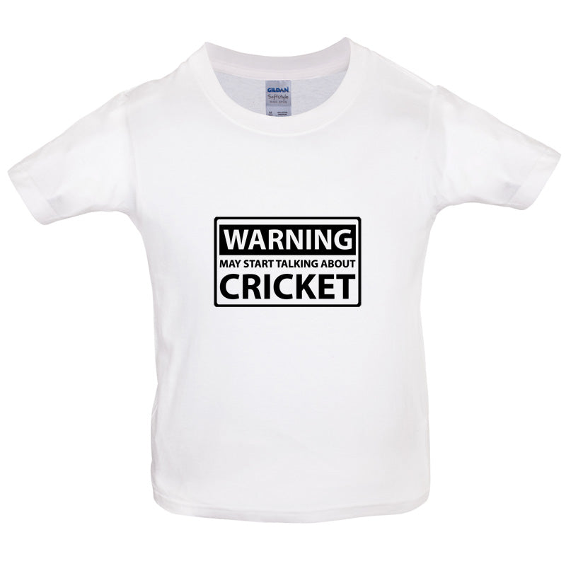 Warning May Start Talking About Cricket Kids T Shirt