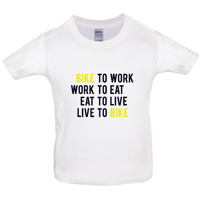 Bike To Work Live To Bike Kids T Shirt