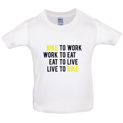 Bike To Work Live To Bike Kids T Shirt