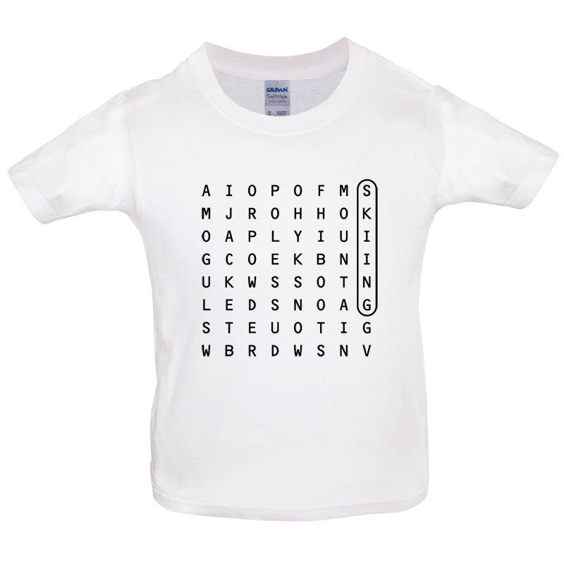 Skiing WordSearch Kids T Shirt