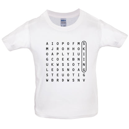 Skiing WordSearch Kids T Shirt