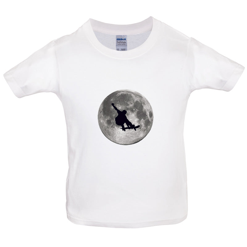 SkateBoarder Moon Kids T Shirt