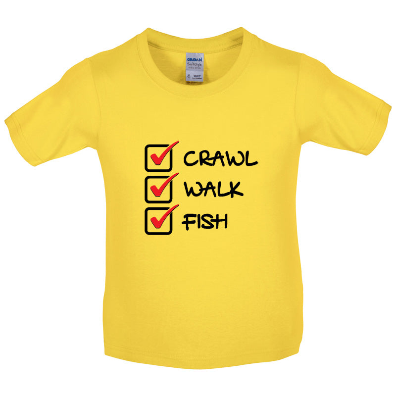 Crawl Walk Fish Kids T Shirt