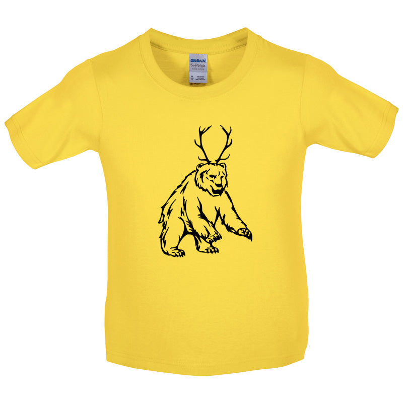 Bear Antlers (Beer) Kids T Shirt