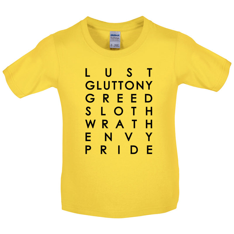 7 Deadly Sins Kids T Shirt