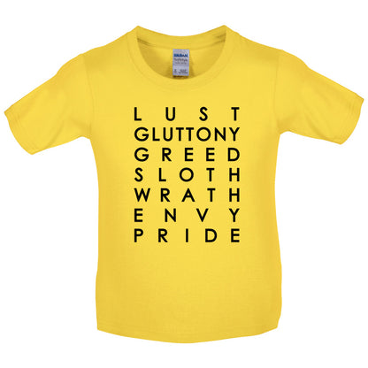 7 Deadly Sins Kids T Shirt