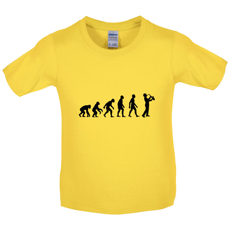 Evolution of Man Saxophone Player Kids T Shirt