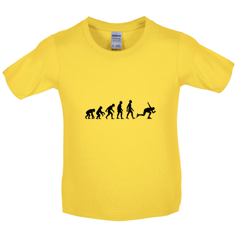 Evolution Of Man Speed Skating Kids T Shirt