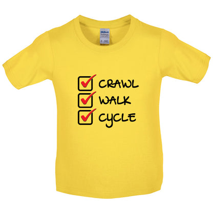 Crawl Walk Cycle Kids T Shirt