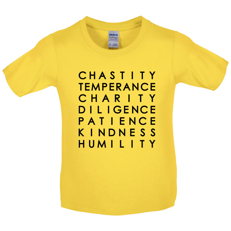 7 Catholic Virtues Kids T Shirt