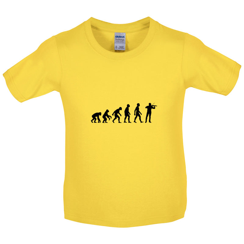 Evolution of Man Violinist Kids T Shirt