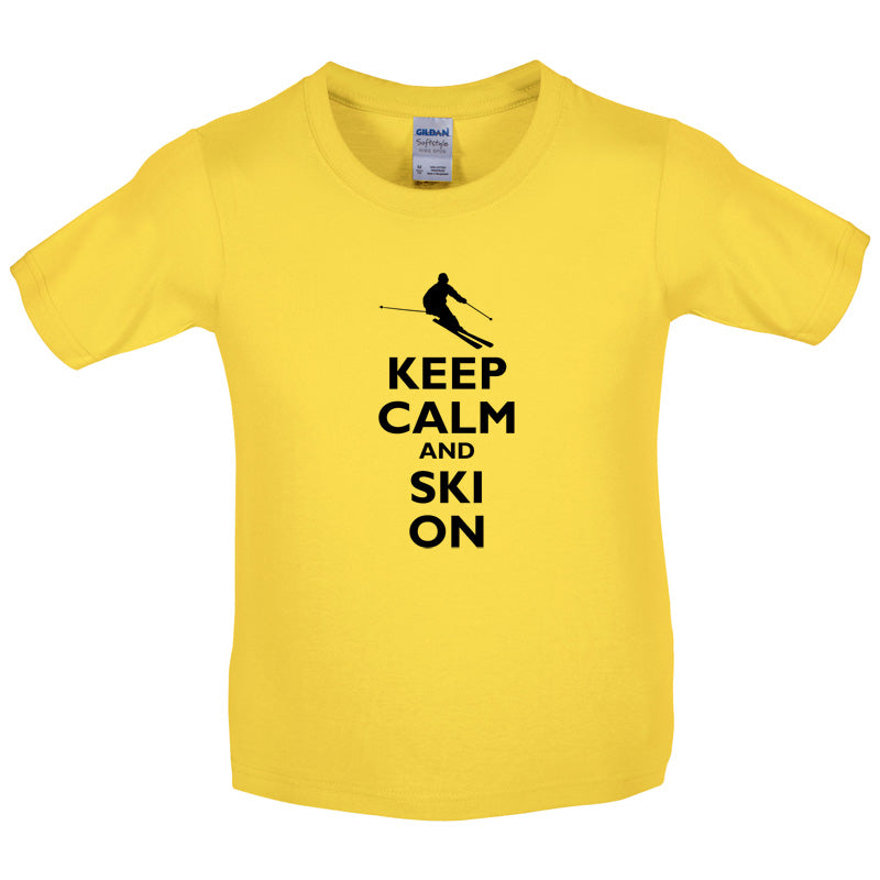 Keep Calm and Ski On Kids T Shirt