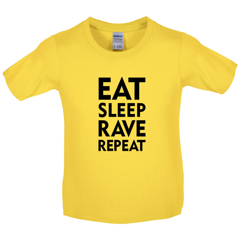 Eat Sleep Rave Repeat Kids T Shirt