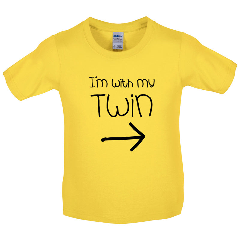 I'm With My Twin (Right) Kids T Shirt