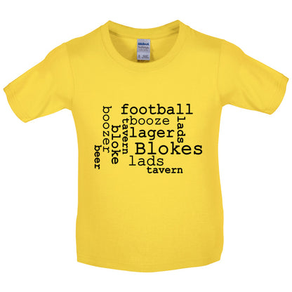 Blokes Word Cloud Kids T Shirt