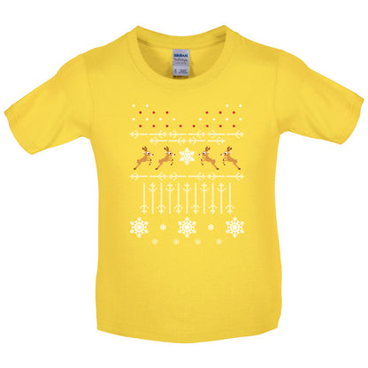 Christmas Reindeer Design Kids T Shirt