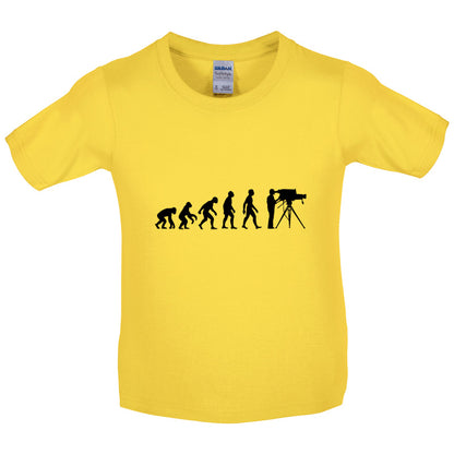 Evolution of Man Cameraman Kids T Shirt