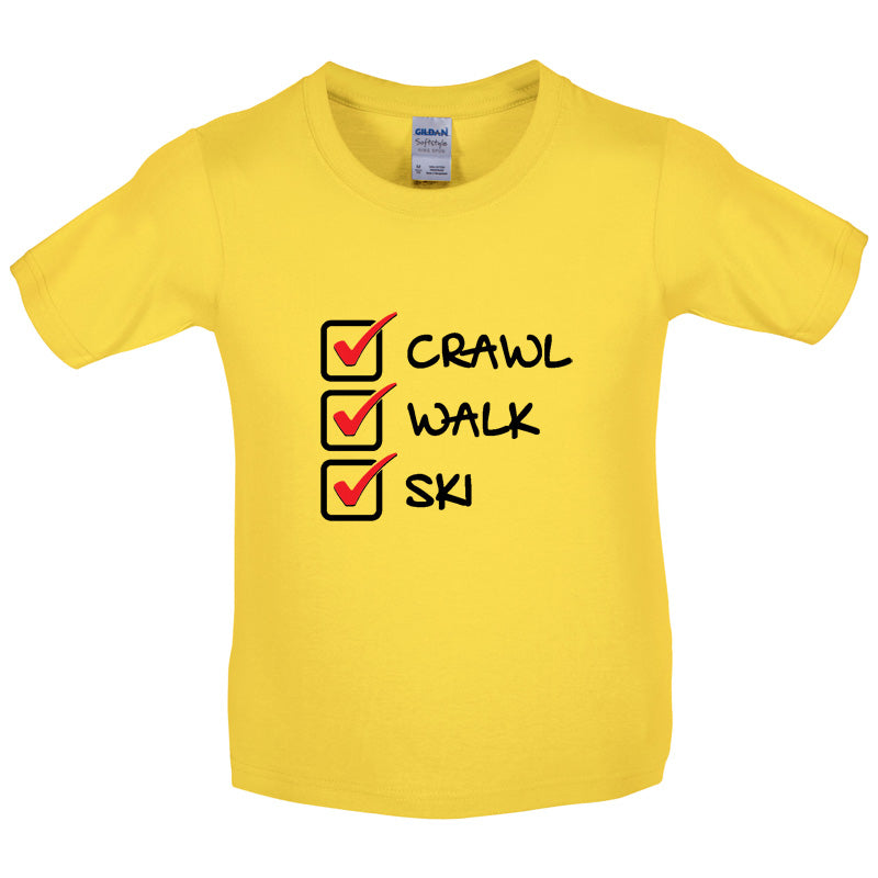 Crawl Walk Ski Kids T Shirt