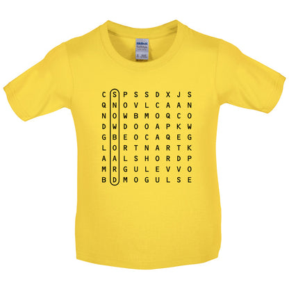 WordSearch Snowboarding Kids T Shirt