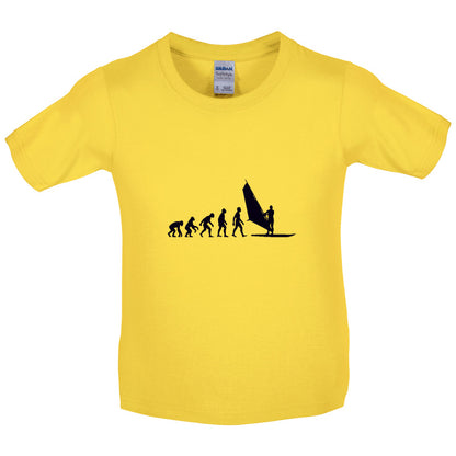 Evolution Of Man WindSurfing Kids T Shirt