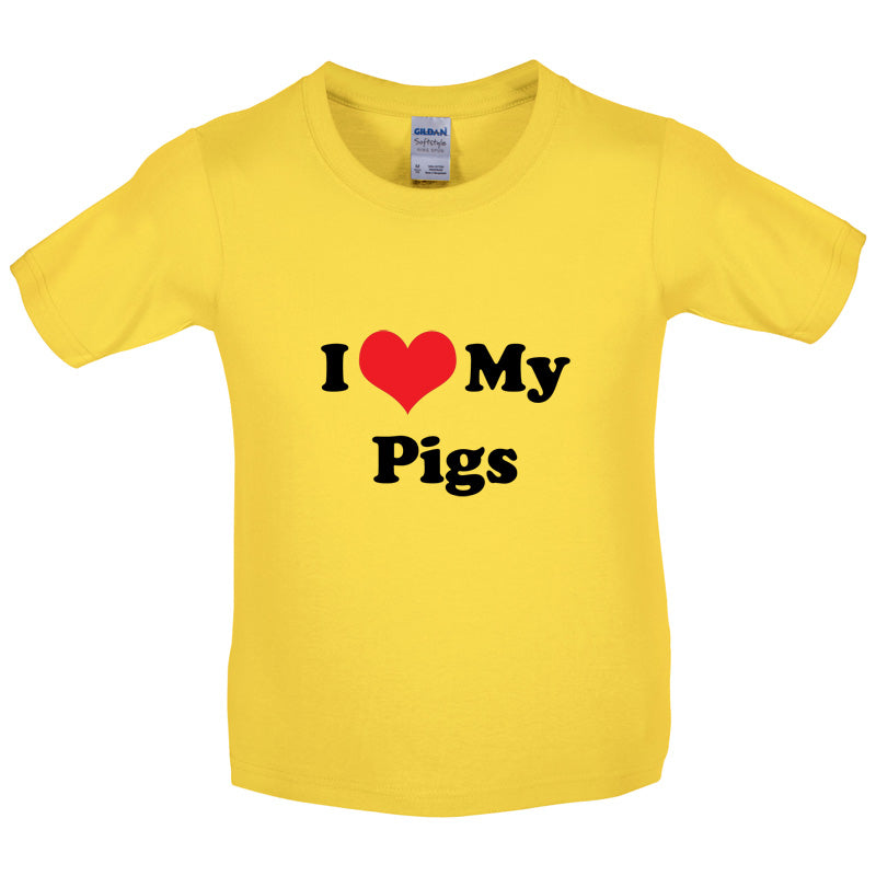 I Love My Pigs Kids T Shirt