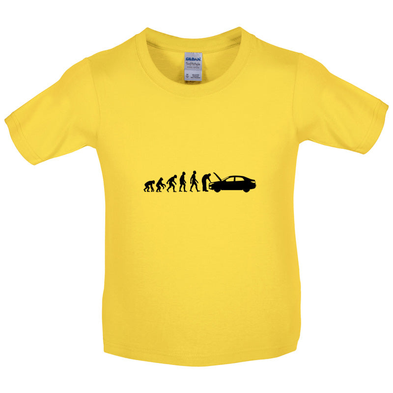 Evolution Of Man Car Mechanic Kids T Shirt