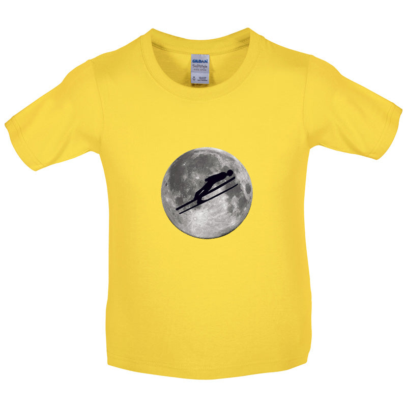 Ski Jump Moon Kids T Shirt