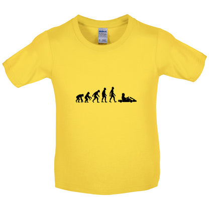 Evolution Of Man Go Karting Kids T Shirt