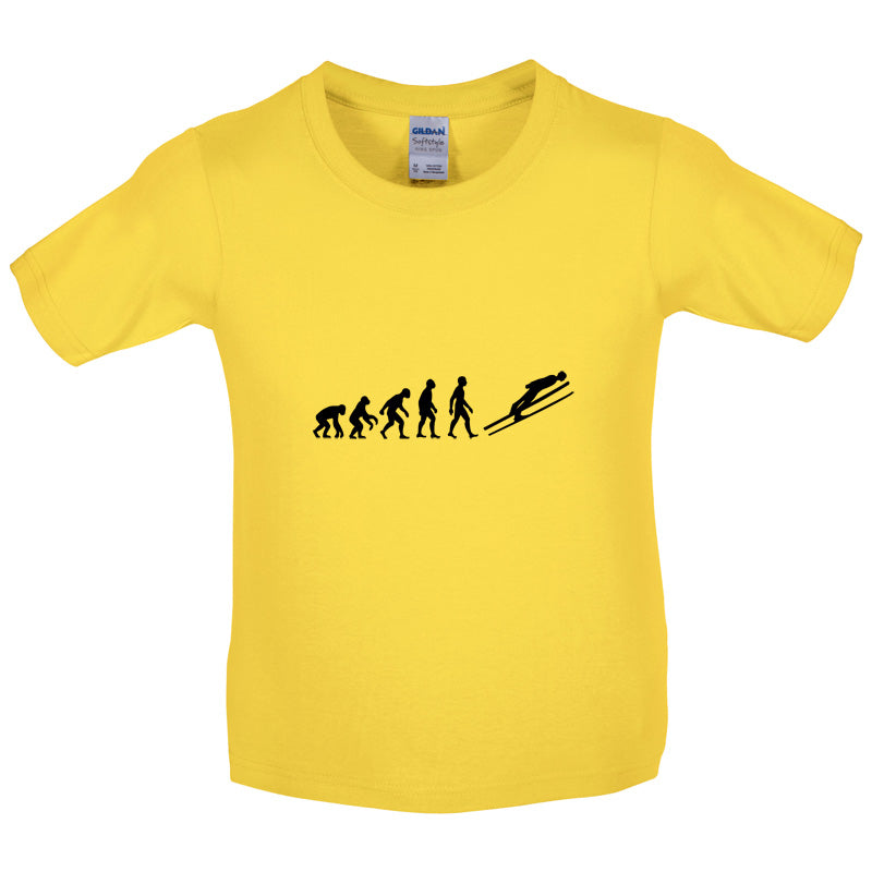 Evolution Of Man Ski Jump Kids T Shirt