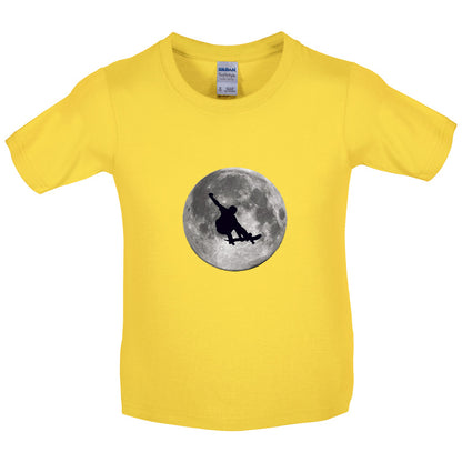 SkateBoarder Moon Kids T Shirt