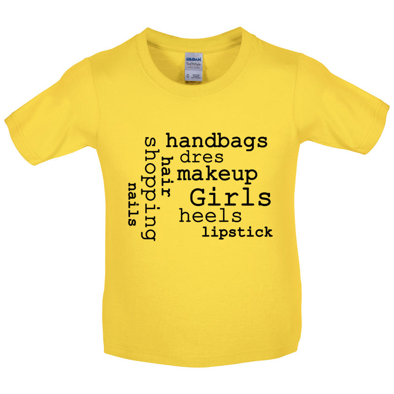 Girls Word Cloud Kids T Shirt