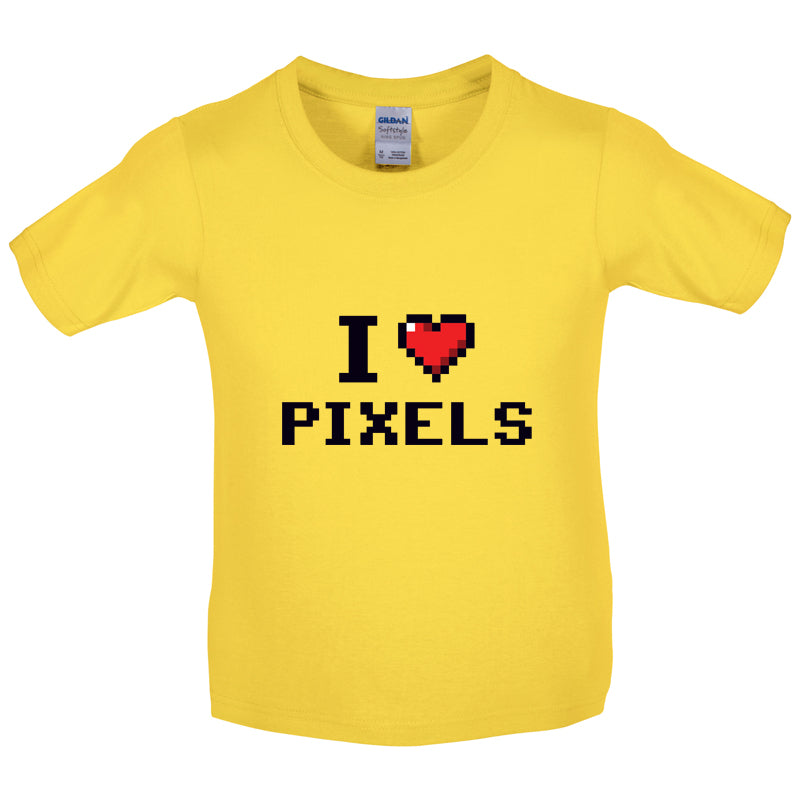 I Love Pixels Kids T Shirt